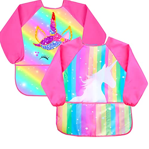 Sylfairy Art Smock For Kids Waterproof Artist Painting Smocks Toddler Painting Apron - color: Rainbow