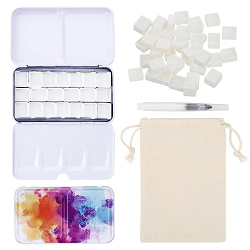 PEVART Empty Watercolor Paint Palette, Metal Box Mixing Palette Case with 50 Water Color Half Pans and Fold-Out Palette Tin Paint Tray Travel Watercolor Set,Acrylic, Gouache, Oil Painting - color: Colorful, size: 50 Half Pans