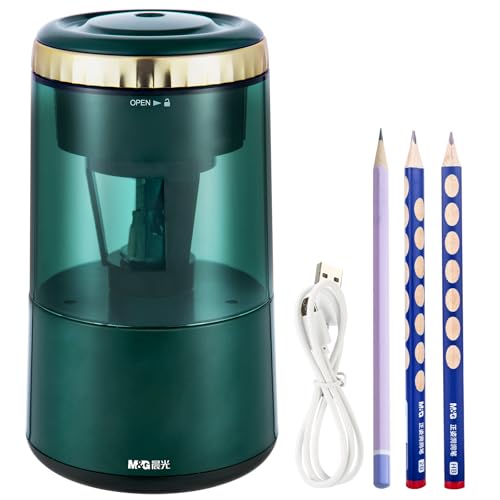 M&G Electric Pencil Sharpener, Portable Automatic Pencil Sharpener for Colored Pencils, Auto Stop,Fully Automatic Sharp & Fast, USB Operated for 7-8mm Pencils for Kids, School, Office, Home (Green) - color: Green