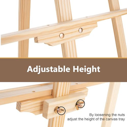 Adjustable Wooden Easel Stand for Painting&Display, Natural | Folding Art Easel for Display, Drawing, Wedding Sign and Poster, Suitable for Kids and Adults, Holds Up to 42" - style: Natural -1 Pack