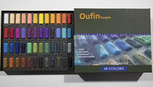 Artists' Soft Pastel stick, Box Set of 48 Assorted Colors Smooth and Blendable, Fade-Resistant