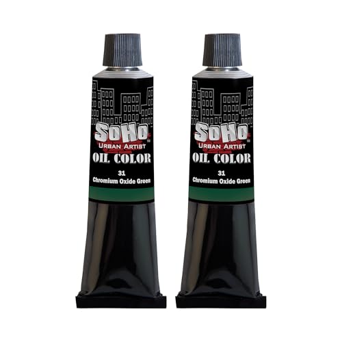 Soho Urban Artist Oil Paint - 2 Pack, Chromium Oxide Green 2 Pack - 170 ml Tube - Best Valued Oil Colors for Painting with Excellent Pigment Load - color: Chromium Oxide Green