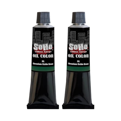 Soho Urban Artist Oil Paint - 2 Pack, Chromium Oxide Green 2 Pack - 170 ml Tube - Best Valued Oil Colors for Painting with Excellent Pigment Load - color: Chromium Oxide Green