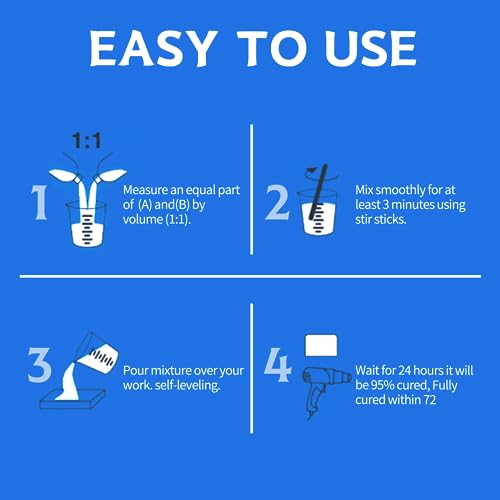 Epoxy Resin Kit, 2 Gallon Epoxy Resin Crystal Clear Not Yellowing No Bubble Self Leveling for DIY Molds Wood Jewelry Table Tops Bar Top Casting Coating Crafts Supplies Easy Mix 1:1 Ratio - size: 2 Gallon
