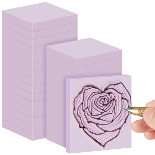 Frienda 24 Pcs 2" x 2" Rubber Carving Blocks Linoleum Blocks for Printmaking, Stamp Making, DIY Crafting, Scrapbook, Painting, Soft and Easy to Carve (Light Purple) - color: Light Purple