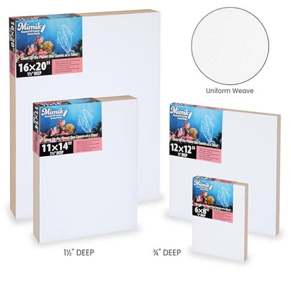 Creative Mark Mimik Recycled PET Cradled Canvas Panel 1-1/2" Depth- 10x20" Pack of 4 - Medium-Textured Painting Board for Eco-Conscious Artists, 14.11 oz Triple-Acrylic-Primed Weight - size: 10x20" Pack of 4