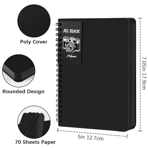 5x7 Black Paper Sketchbook,Spiral Bound Journal Notebook,70 Sheets 110gsm - color: 1-black paper