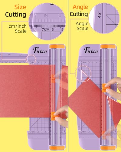 Firbon A5 Paper Cutter, Small Straight Paper Trimmer with Side Ruler | Purple Compact Design | Cuts Photo, Cardstock, Labels & Coupons | Portable Desktop Slicer | Scrapbooking & Craft Projects - color: A5-purple