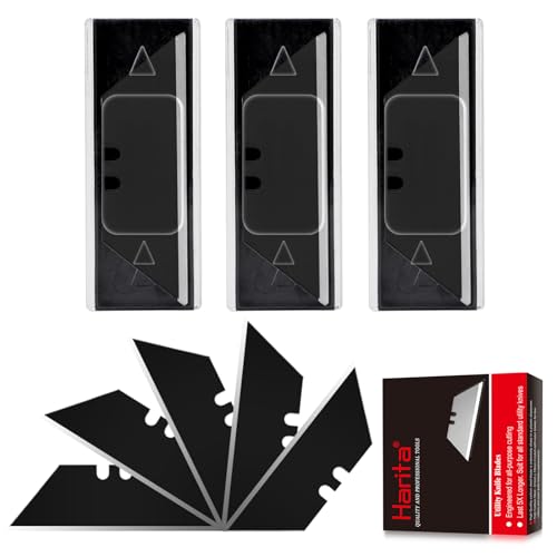 Harita Utility Knife Blades, Box Cutter Blades, Razor Blades with Blackened SK-2 High Carbon Steel, Roof Blades, Rust-Resistent, Extra Durable and Sharp, Standard Size, 10pcs/box easy carrying 30 pcs - color: Black, size: 30 Pack