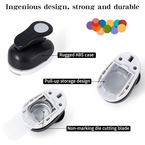 Circle Punch for Paper Crafts 3 Pack, Paper Punches for Crafting 1.5inch 1inch 0.6inch, Round Shapes Circle Hole Puncher for Crafts Scrapbooking,Black