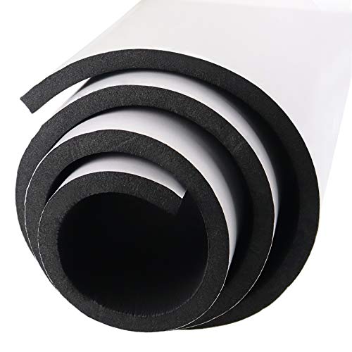 DGSL Foam Insulation Neoprene Sheets with Adhesive, 12''W x 59''L x 1/2''T | Weatherproof Soundproof Padding for Automotive, Multi-Function Soundproof Large Closed Cell Neoprene Rubber Roll, Black - color: Black, size: 12 in x 59 in x 1/2 Inch