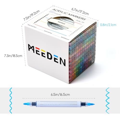 MEEDEN Acrylic Paint Markers Dual Tip: 120 Colors Brush & Round Tip for Art | No-bleed Water-based Acrylic Markers with Automatic Ink Control for Adult Coloring, Waterproof Paint Markers for DIY Crafts - color: 120 Codors
