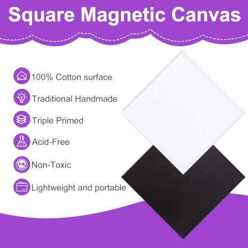 ESRICH 48Pack 3x3IN Square Mini Canvas Magnets, Small Magnetic Paint Canvas