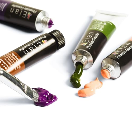 Elan Professional Gouache Paint Set, 24 Rich Colors Gouache Paint Tubes 0.4fl oz, Mini Tubes for Canvas & Crafts, Art Paints for Adults - color: Gouache, style: 24x0.4 Oz