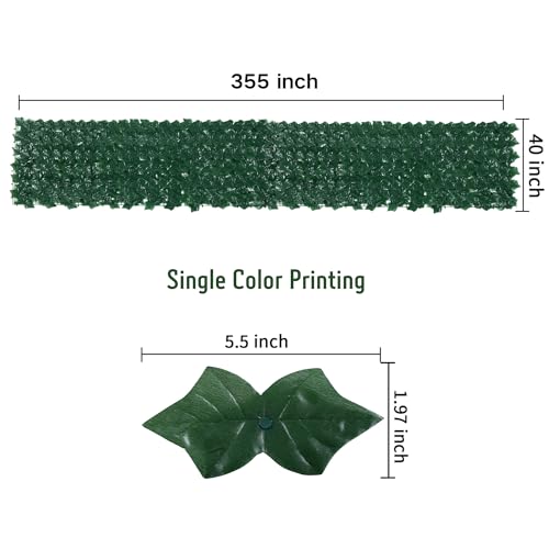 Jinwu Artificial Ivy Privacy Fence Screen, 39.4x354.3 inch Artificial Faux Ivy Hedge, Expandable Faux Privacy Fence with 80 pcs Zip Ties Decoration for Wall Screen, Outdoor Garden, Wedding Decor - size: 39.4x354.3 in（Type 3）