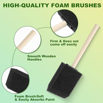13 Pcs Foam Paint Brushes 5 Sizes, 1'' 1.6'' 2'' 3'' 4'' Sponge Brush for Painting, Staining, Varnish, Touch Up, DIY Craft Projects - size: 13 Packs Mixed Sizes