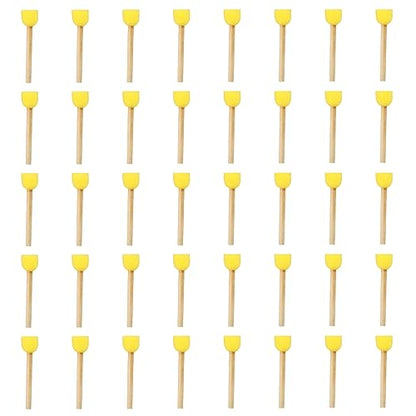 PATIKIL 0.8" Paint Sponges for Painting, 40 Pack Round Painting Sponge Foam Brush Wooden Handle Painting Tools for Crafts Arts, Yellow - size: 0.8"