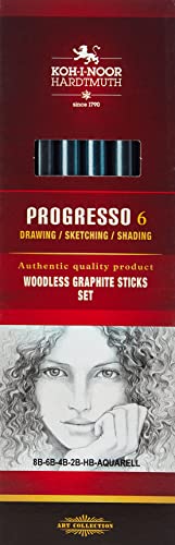 KOH-I-NOOR Progresso Woodless Graphite Pencil Set (Set of 6)