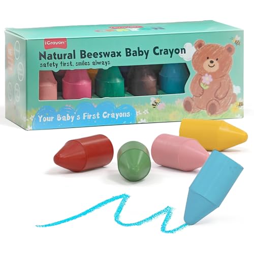 Soy & Beeswax Crayons for Toddlers, 12 Colors Non-Toxic Natural Crayons, Chunky Easy-Grip Design for Little Hands, Unbreakable Baby Art Supplies - size: 12 Count (Pack of 1)