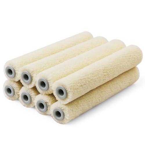 ROLLINGDOG 6" Paint Roller Covers Synthetic Velour Paint Roller | 6 inch Paint Roller Sleeves for Smooth Walls and Ceilings, 8PC, 5mm nap - color: 8PC Synthetic Velour Roller sleeves