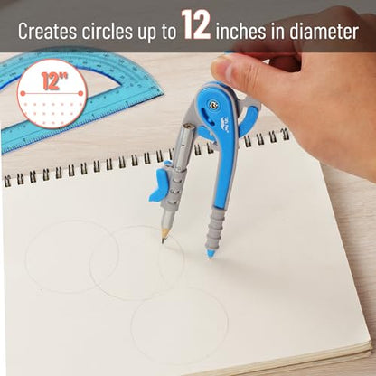 Mr. Pen- Geometry Compass and Protractor Set, 6 Inch Compass - color: Blue, size: 1 Set