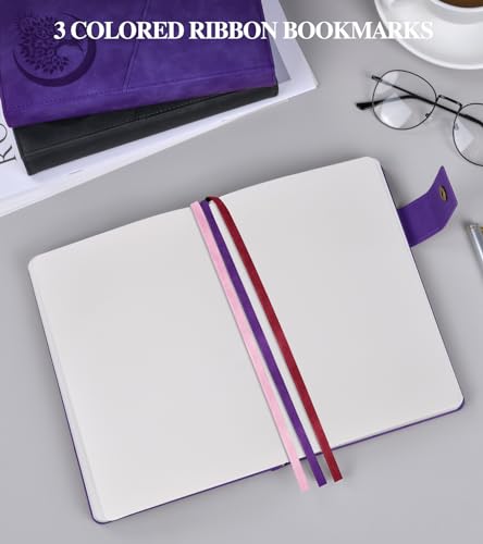 PAIBAS Blank Journal Notebook, A5 Hardcover Leather Sketchbook with 200 Pages Thick Blank Paper for Men Women, Unlined Drawing & Writing Journal, 5.9" x 8.4" Plain Notebook (purple) - color: Purple, size: Blank Page