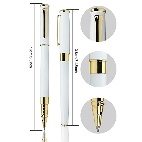 YIVONKA Luxury Ballpoint Pen Black Refill Line width 0.5mm,Best Office Pen Gift for Men & Women Professional Executive,Nice BallPens Classy Gift Box (White) - color: White
