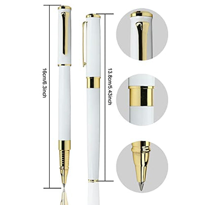 YIVONKA Luxury Ballpoint Pen Black Refill Line width 0.5mm,Best Office Pen Gift for Men & Women Professional Executive,Nice BallPens Classy Gift Box (White) - color: White