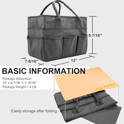 Cupohus Art Organizer Craft Storage Tote Bag with Pockets and Handles Grey - color: Grey
