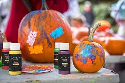 ARTEZA Outdoor Acrylic Paint Set, 20 Colors, 2 oz Bottles, Water-Based Matte Acrylic Paint for Rocks, Wood, Canvas, Glass, Ceramic, Fabric, Leather, Paper, and Outdoor Crafts - style: 20 Pack