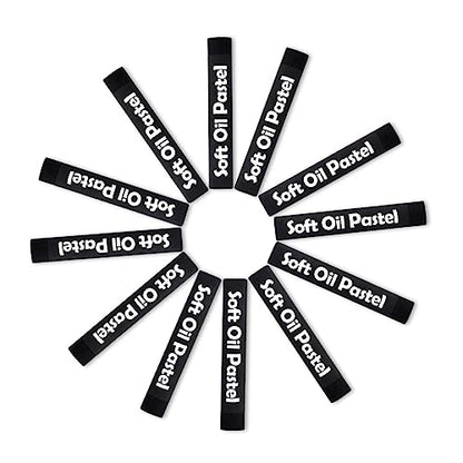 Mifuner Soft Oil Pastels Set (12 Sticks), Single Colors Heavy Oil Pastels Vibrant and Creamy,Pastel Art Supplies for Artists,Gallery Oil Painting Stick,Beginners,Adult Art Drawing Black - color: Pastel-12pcs Black