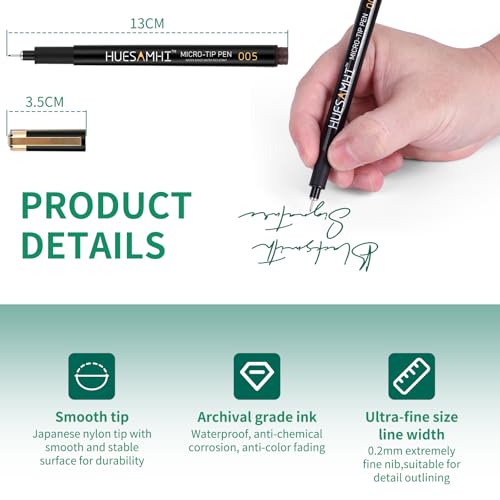 005 Micro Pen,8 Colors Waterproof Ink,FineLiner Pens for Art Illustration,Sketching, Anime, Bullet journal,and Technical Drawing - color: 05（8black）