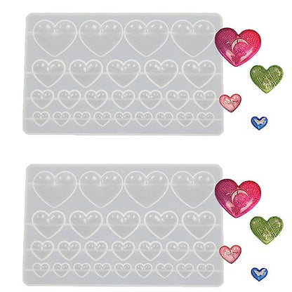 2Pcs Heart Silicone Mold for Making Earrings Jewelry | Mixed Size Heart Shape Silicone Mold, Heart-Shaped Casting Jewelry Mold,Making Crafting Projects - color: mix-heart