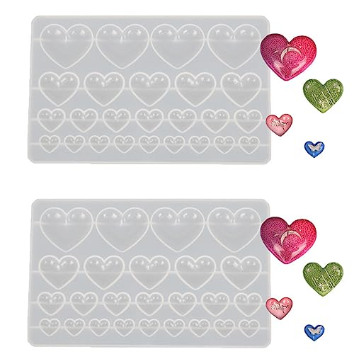 2Pcs Heart Silicone Mold for Making Earrings Jewelry | Mixed Size Heart Shape Silicone Mold, Heart-Shaped Casting Jewelry Mold,Making Crafting Projects - color: mix-heart
