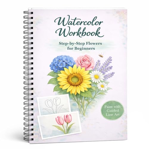 Watercolor Workbook for Beginners, Traceable Flower Outlines