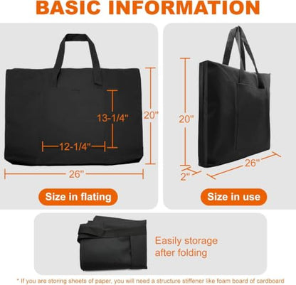 Cupohus Extra Large Waterproof Art Portfolio Tote Bag, 37'' x 49'' for 36'' x 48'' Black Light Weight Carrying Storage Case For Poster, Sketching, and Drawing - size: 36''x 48'' x 2"