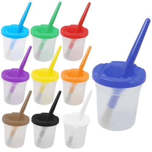10pcs Paint Cups with Lids for Kids, Spill Proof Learning Color Cups for Young Artist - color: 10pcs - 10 Different Color