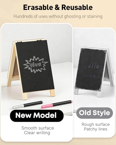 Uniclife 2 Pack A Frame Small Chalkboard Signs, 4.8 x 8.3 Inch | Double-Sided Tabletop Chalkboard Easels with Chalk Markers, Erasable Wooden Chalk Board Signs, Message Boards, Menu Boards - size: 2 Pack