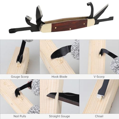 21PCS Foldable SK5 Steel Wood Carving Knife Set with Storage Bag & Gloves | SK5 high carbon steel, sharpening stone sandpaper & beech blanks, cut-resistant gloves, for DIY whittling woodworking crafts