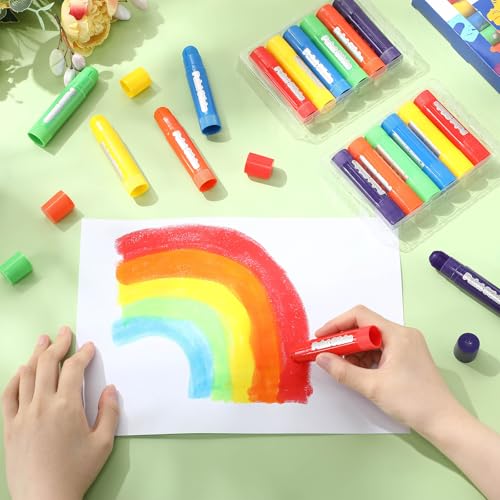Gilprop 20 Sets Tempera Paint Sticks 120 Pcs 6 Colors Washable Quick Drying Art Solid Tempera Paint Stick Bulk Crafts Supplies(Classic) - color: Classic