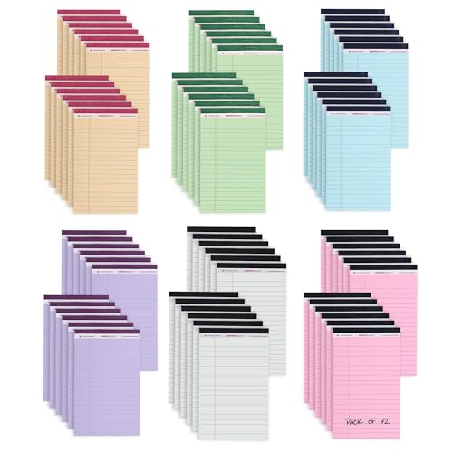ROARING SPRING Enviroshades Recycled Colored Mini Legal Pads, 5" x 8", 40 Sheets, Assorted Colors, 6 Pack/Case - color: Assorted, style: 72 Pack