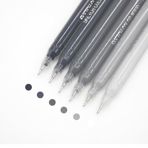Gel Pens with 0.6mm Fine Point, 6 Colors Acrylic Drawing Gel Pen | Smooth Writing Pen Set for Journaling, Sketch Color, Drawing Pencils for Adult Coloring Books - color: Sketch Color