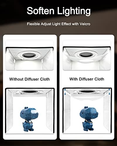 DUCLUS Light Box Photography, 16x16 Inch Photo Light Box with 160 Dimmable LED Lights (CRI 97+), 6 PVC & 2 Paper Backdrops, Portable Studio Box for Product Photography: Jewelry, Food, Shoes - size: 16*16 inch