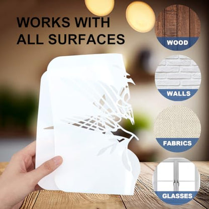 MAYJOYDIY 2 Pcs Gothic Alphabet Stencil 26 Letters Painting Stencils 11.8×11.8 Inch Reusable 0-9 Numbers Drawing Template with Paint Brush for Craft on Window Wood Wall Home Decor - style: Letter