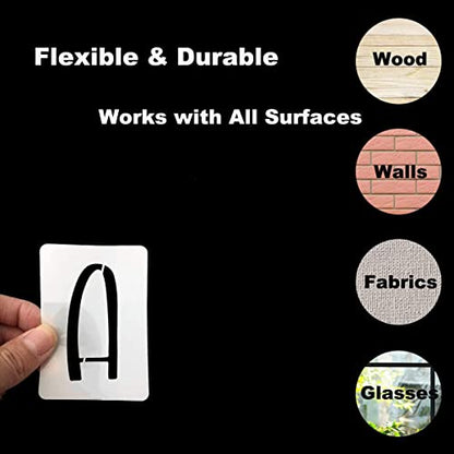 1.5 Inch Alphabet Letter Stencils for Painting - 42 Pack Letter and Number Stencil Templates with Signs for Painting on Wood, Reusable Letters and Numbers Stencils for Chalkboard Wood Signs & Wall Art - size: 1.5 Inch