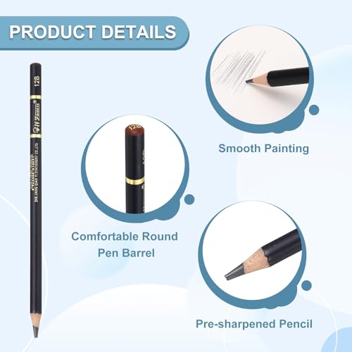 PATIKIL 12Pcs Drawing Pencils for Sketching, 12B Refill Sketch Pencils for Drawing, Graphite Art Pencil Set Professional Resistant Lead for Painting Shading Artist Office Supplies - size: 12B