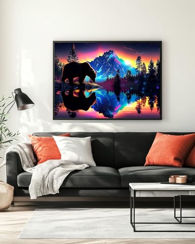Animal Bear Diamond Art Kits for Adults, Easy Crafts 5D Diamond Painting Dot Kit for Adult Beginners, Animals DIY Round Dots Full Drill Diamonds Paintings Arts for Home Wall Decor Gifts 12X16 Inch - color: C01
