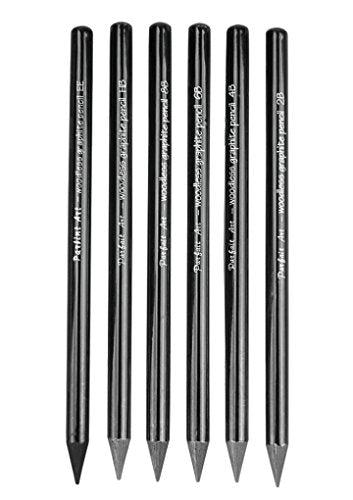 6pcs Woodless Pencil Set - Graphite Pencil HB 2B 4B 6B 8B EE for Drawing, Writing, Shading, Coloring, Soft Pencil No Wood, Gift for Artist, Hobbyist,Beginner