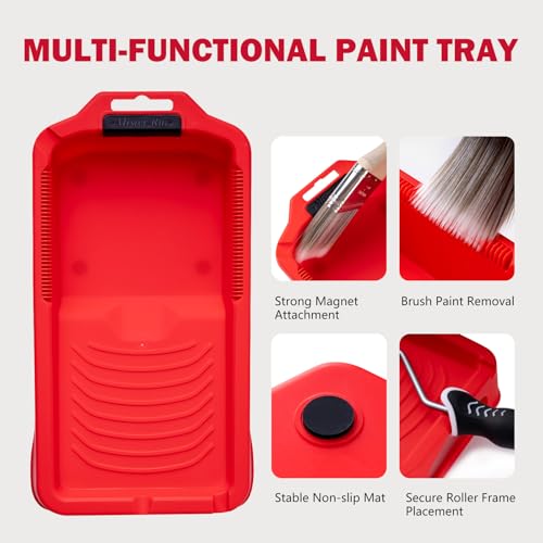 Mister Rui Paint Tray 4 Inch, 11 Pack, Plastic Tray with 10 Liners | Textured Disposable Paint Pan Liners for Quick Cleanup. Ideal for Small Projects, Trim and Touch-Ups on Walls and Furniture - size: 4 Inch, 11 Pack