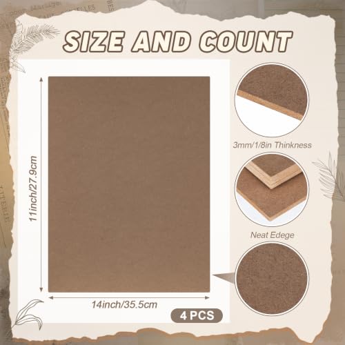 Spakon 4 Pcs Art Supply Hardboard Wood Painting Panel 11 x 14 Drawing Board, 1/8 Inch Flat Profile Board Watercolor Boards for Painting Art Crafts Paint Pouring Acrylic Oil - size: 11 x 14 Inch